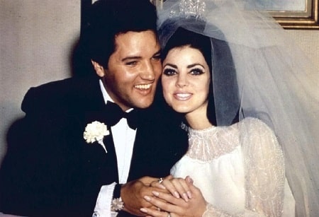 A picture of Elvis Presley with his ex-wife, Priscilla Presley.